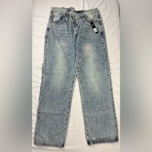 New Fashion Nova Step Waistband Crossover Jeans High Waist Button Fly Size 13